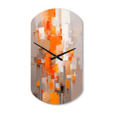 Orange Brown Shattered Realities - Asymmetric Metal Wall Clock
