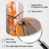 Orange Brown Shattered Realities - Asymmetric Metal Wall Clock