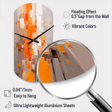 Orange Brown Shattered Realities - Asymmetric Metal Wall Clock