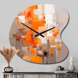 Orange Brown Shattered Realities - Asymmetric Metal Wall Clock