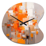Orange Brown Shattered Realities - Asymmetric Metal Wall Clock