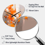 Orange Brown Shattered Realities - Asymmetric Metal Wall Clock