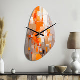 Orange Brown Shattered Realities - Asymmetric Metal Wall Clock