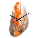 Orange Brown Shattered Realities - Asymmetric Metal Wall Clock