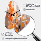 Orange Brown Shattered Realities - Asymmetric Metal Wall Clock