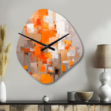 Orange Brown Shattered Realities - Asymmetric Metal Wall Clock