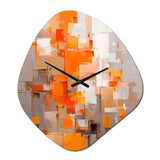 Orange Brown Shattered Realities - Asymmetric Metal Wall Clock