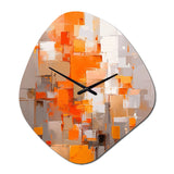 Orange Brown Shattered Realities - Asymmetric Metal Wall Clock