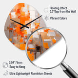 Orange Brown Shattered Realities - Asymmetric Metal Wall Clock
