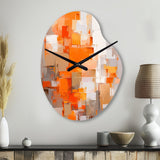 Orange Brown Shattered Realities - Asymmetric Metal Wall Clock
