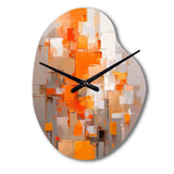 Orange Brown Shattered Realities - Asymmetric Metal Wall Clock