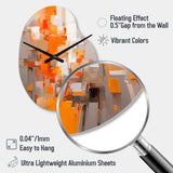 Orange Brown Shattered Realities - Asymmetric Metal Wall Clock