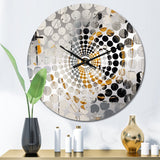 Yellow Black Multifaceted Whirls - Abstract Metal Wall Clock