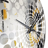 Yellow Black Multifaceted Whirls - Abstract Metal Wall Clock