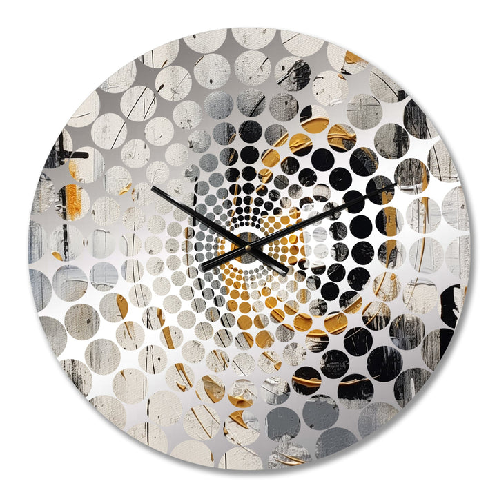 Yellow Black Multifaceted Whirls - Abstract Metal Wall Clock