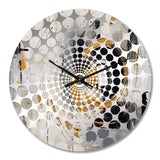 Yellow Black Multifaceted Whirls - Abstract Metal Wall Clock