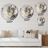 Yellow Black Multifaceted Whirls - Abstract Metal Wall Clock