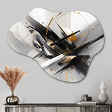 Black Gold Multifaceted Whirls III - Asymmetric Metal Wall Clock