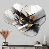 Black Gold Multifaceted Whirls III - Asymmetric Metal Wall Clock
