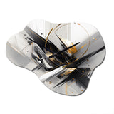 Black Gold Multifaceted Whirls III - Asymmetric Metal Wall Clock