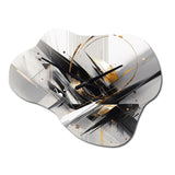 Black Gold Multifaceted Whirls III - Asymmetric Metal Wall Clock