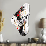 Black Red Multifaceted Whirls - Asymmetric Metal Wall Clock