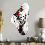 Black Red Multifaceted Whirls - Asymmetric Metal Wall Clock