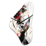 Black Red Multifaceted Whirls - Asymmetric Metal Wall Clock