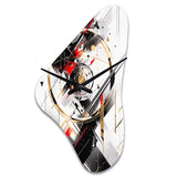 Black Red Multifaceted Whirls - Asymmetric Metal Wall Clock