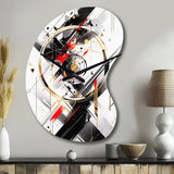 Black Red Multifaceted Whirls - Asymmetric Metal Wall Clock