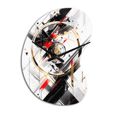 Black Red Multifaceted Whirls - Asymmetric Metal Wall Clock