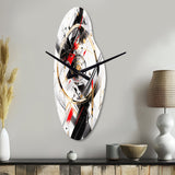 Black Red Multifaceted Whirls - Asymmetric Metal Wall Clock