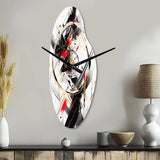 Black Red Multifaceted Whirls - Asymmetric Metal Wall Clock