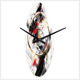 Black Red Multifaceted Whirls - Asymmetric Metal Wall Clock