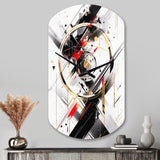 Black Red Multifaceted Whirls - Asymmetric Metal Wall Clock