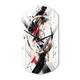 Black Red Multifaceted Whirls - Asymmetric Metal Wall Clock