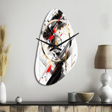 Black Red Multifaceted Whirls - Asymmetric Metal Wall Clock