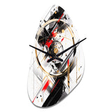 Black Red Multifaceted Whirls - Asymmetric Metal Wall Clock
