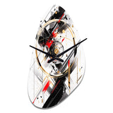 Black Red Multifaceted Whirls - Asymmetric Metal Wall Clock