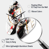 Black Red Multifaceted Whirls - Asymmetric Metal Wall Clock