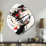 Black Red Multifaceted Whirls - Asymmetric Metal Wall Clock