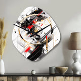Black Red Multifaceted Whirls - Asymmetric Metal Wall Clock