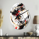 Black Red Multifaceted Whirls - Asymmetric Metal Wall Clock
