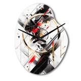 Black Red Multifaceted Whirls - Asymmetric Metal Wall Clock