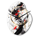 Black Red Multifaceted Whirls - Asymmetric Metal Wall Clock