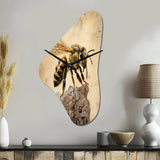 Floral Bee II - Asymmetric Metal Wall Clock