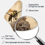 Floral Bee II - Asymmetric Metal Wall Clock