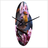 Yellow Bird On Blossom Cherry III - Asymmetric Metal Wall Clock