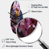 Yellow Bird On Blossom Cherry III - Asymmetric Metal Wall Clock