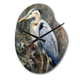 Graceful Heron Waterbird I - Asymmetric Metal Wall Clock